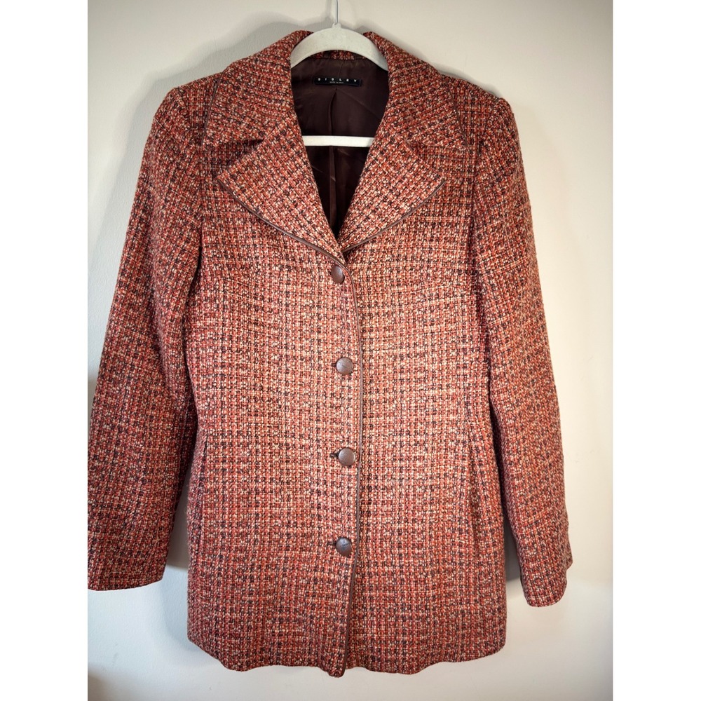 Sisley Women's Tweed‎ Wool Blend Blazer Jacket Made in Italy Size 42 US/6
